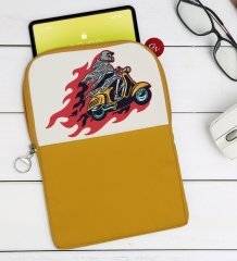 BK Gift Motorcu İskelet Tasarımlı Taşınabilir Koruyucu Tablet Kılıfı & Organizer Çanta - Sarı-1