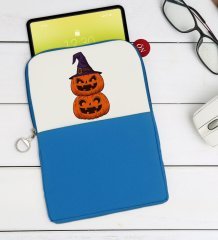 BK Gift Pumpkin Tasarımlı Taşınabilir Koruyucu Tablet Kılıfı & Organizer Çanta - Mavi-1