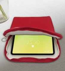 BK Gift Kurukafa Tasarımlı Taşınabilir Koruyucu Tablet Kılıfı & Organizer Çanta - Kırmızı-6