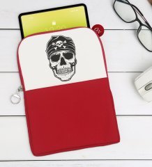 BK Gift Kurukafa Tasarımlı Taşınabilir Koruyucu Tablet Kılıfı & Organizer Çanta - Kırmızı-2