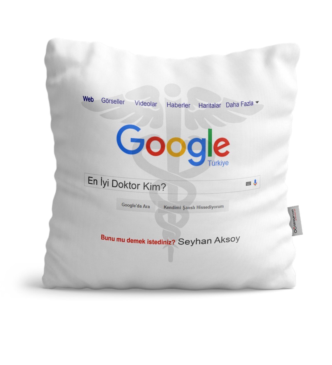 Kişiye Özel Google En İyi Doktor Beyaz Saten Yastık - 1