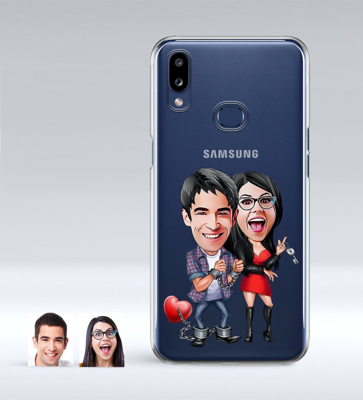 Kişiye Özel Sevgililer Karikatürlü Samsung Galaxy A10s İnce Şeffaf Silikon Telefon Kapağı-1