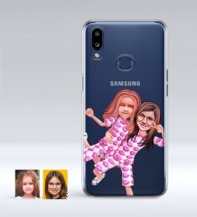 Kişiye Özel Kız Kardeşler Karikatürlü Samsung Galaxy A10s İnce Şeffaf Silikon Telefon Kapağı-1