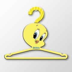 Kişiye Özel Tweety Tasarımlı Ahşap Çocuk Elbise Askısı - 1