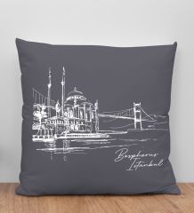 BK Gift İstanbul Tasarımlı Antrasit Kırlent Yastık, Arkadaşa Hediye, Ev Dekorasyonu, Ev Hediyesi-5
