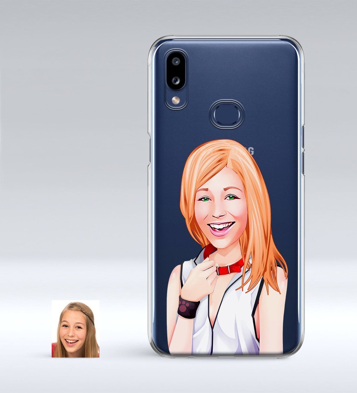 Kişiye Özel Bayan Karikatürlü Samsung Galaxy A10s İnce Şeffaf Silikon Telefon Kapağı-35