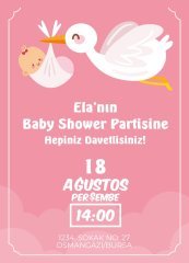 Kişiye Özel Bitmeyen Baby Shower Davetiyesi Model 7