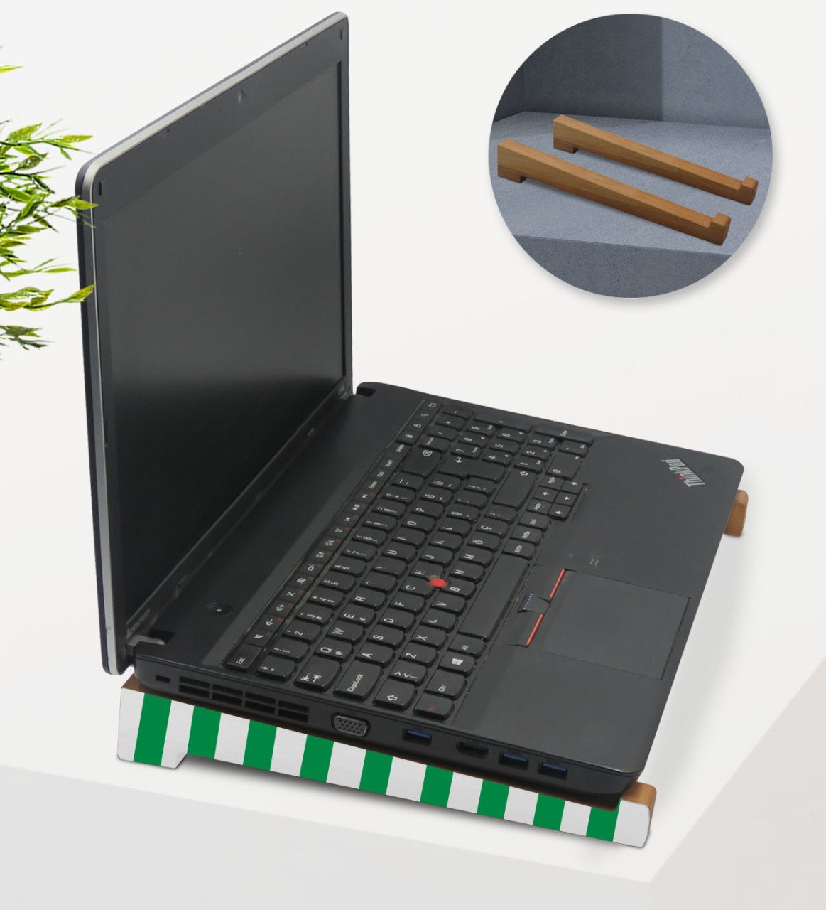 BK Gift Taşınabilir Ahşap Yeşil Beyaz Notebook Laptop Standı