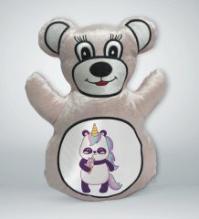 BK Gift Panda Tasarımlı Krem Ayıcık Yastık-1