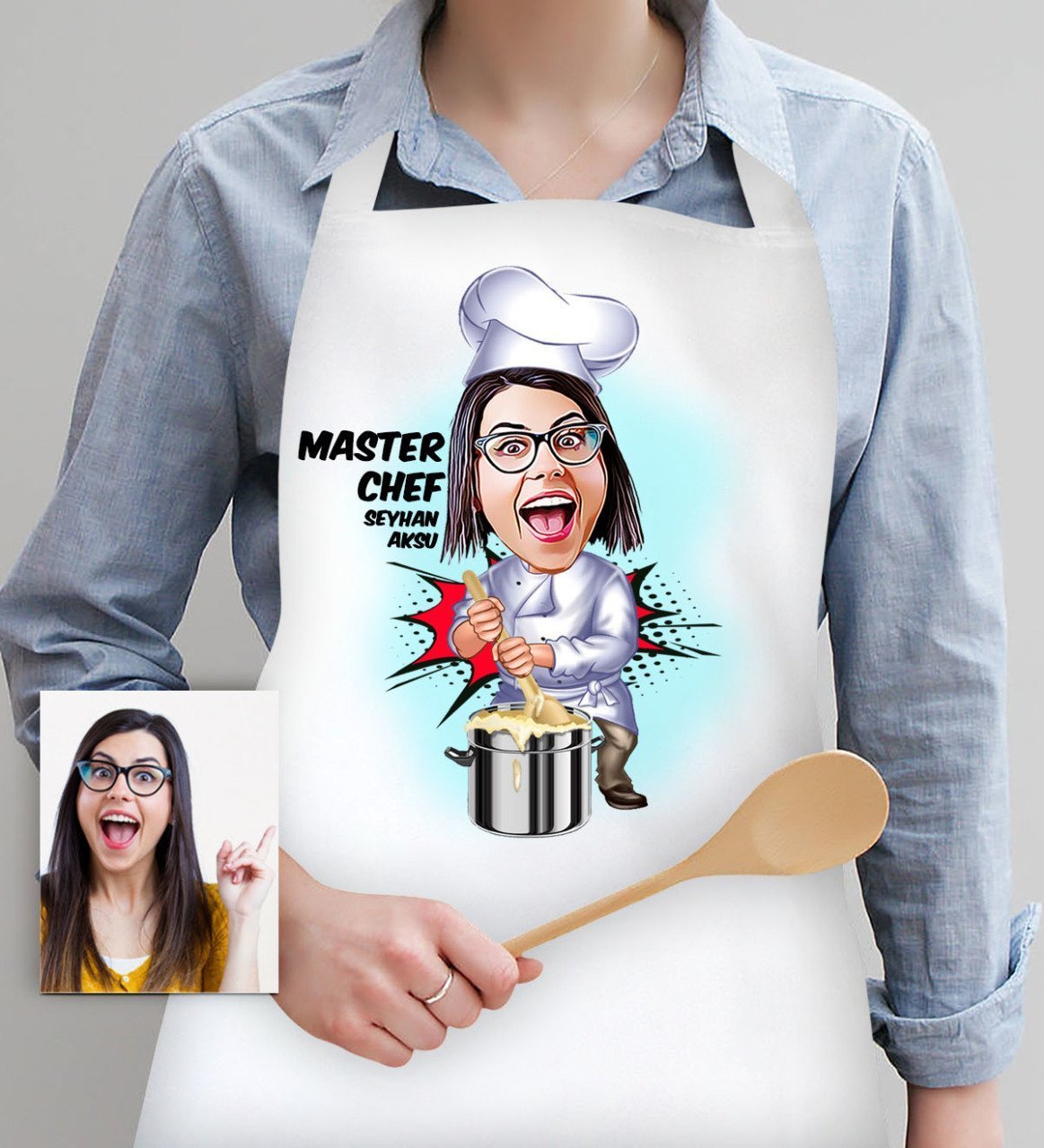 Kişiye Özel Master Chef Anne Karikatür Mutfak Önlüğü