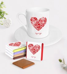 Kişiye Özel Sevgililer Günü Türk Kahvesi Fincanı ve Madlen Çikolata Seti-49