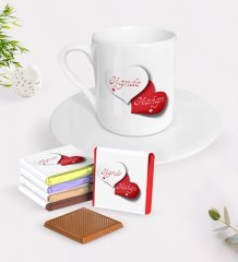 Kişiye Özel Sevgililer Günü Türk Kahvesi Fincanı ve Madlen Çikolata Seti-24