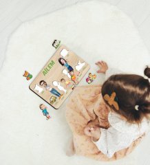 BK Toys Çocuklara Özel Ailem Konseptli(5 Kişilik) Ahşap Eğitici Yapboz Puzzle-Model 9