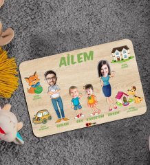 BK Toys Çocuklara Özel Ailem Konseptli(4 Kişilik) Ahşap Eğitici Yapboz Puzzle-Model 5