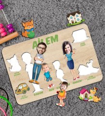 BK Toys Çocuklara Özel Ailem Konseptli(4 Kişilik) Ahşap Eğitici Yapboz Puzzle-Model 5