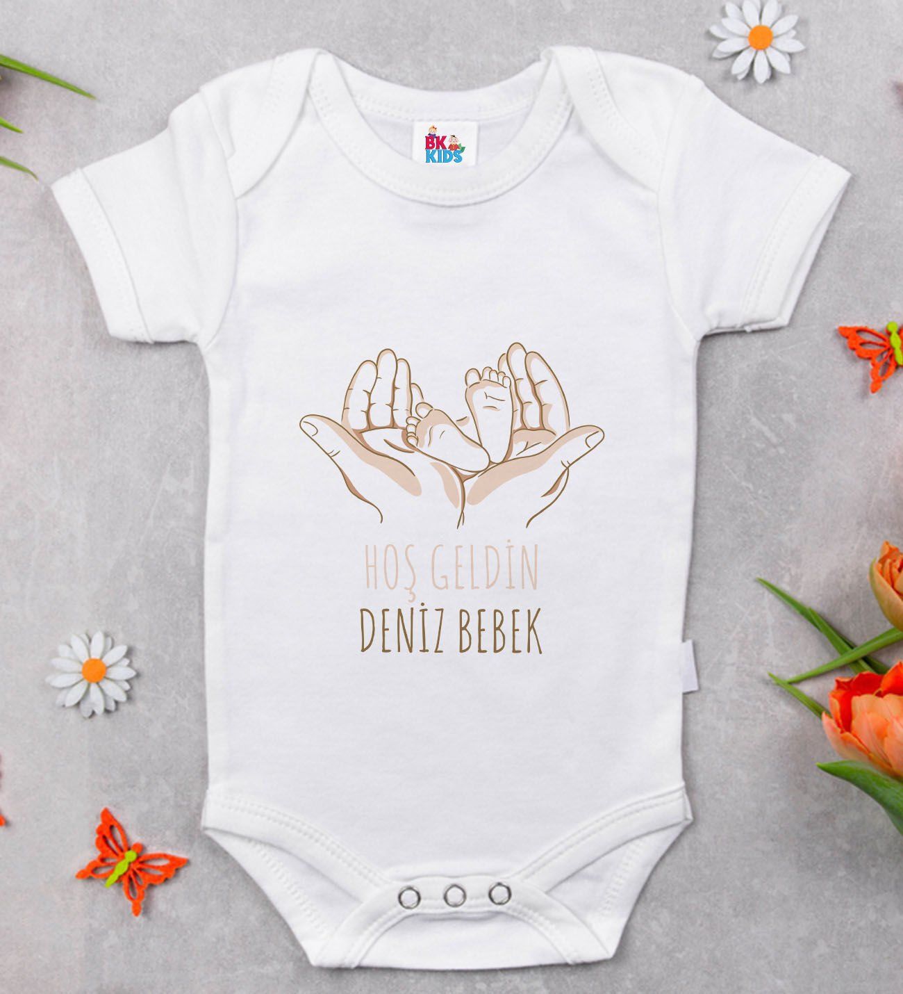 BK Kids Hoş Geldin Bebek Tasarımlı Beyaz Bebek Body Zıbın-5