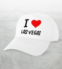 BK Gift I Love Las Vegas Tasarımlı Beyaz Şapka - Model 1