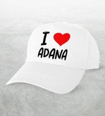 BK Gift I Love Adana Tasarımlı Beyaz Şapka - Model 1