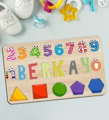 BK Toys Çocuklara Özel İsimli Büyük Boy Ahşap Eğitici Yapboz Puzzle 50x30cm - Model 8