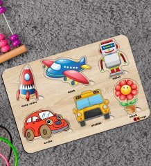 BK Toys Çocuklar İçin 2’li Ahşap Figürlü Eğitici-Öğretici Yapboz Puzzle-5