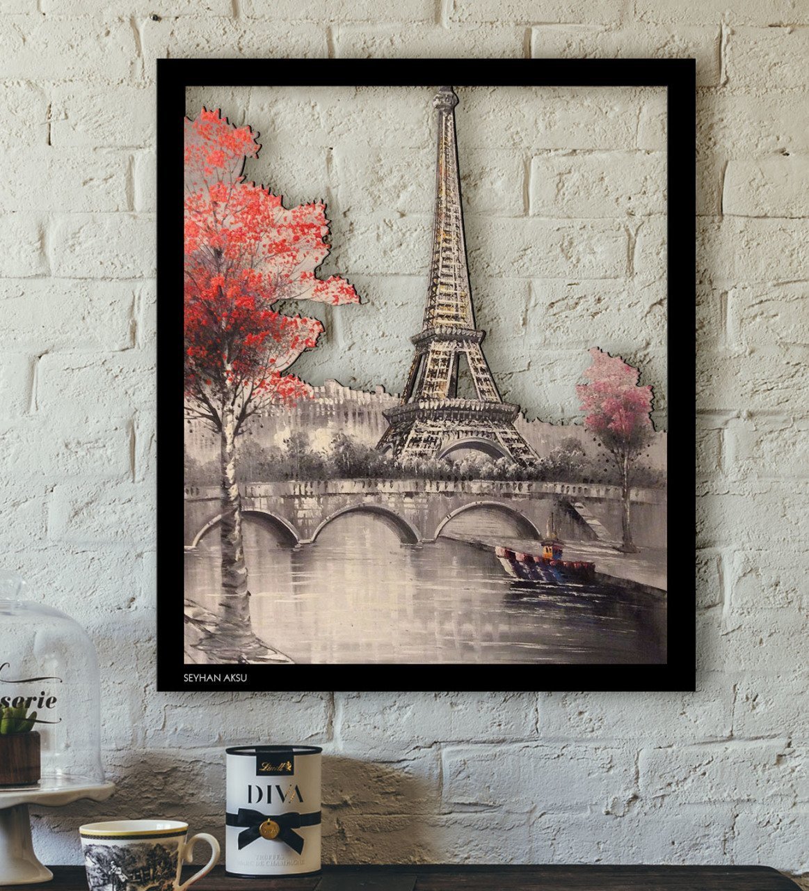 Kişiye Özel Eiffel Tower Temalı 3D Ahşap Tablo-3