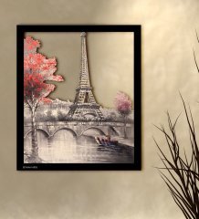 Kişiye Özel Eiffel Tower Temalı 3D Ahşap Tablo-3