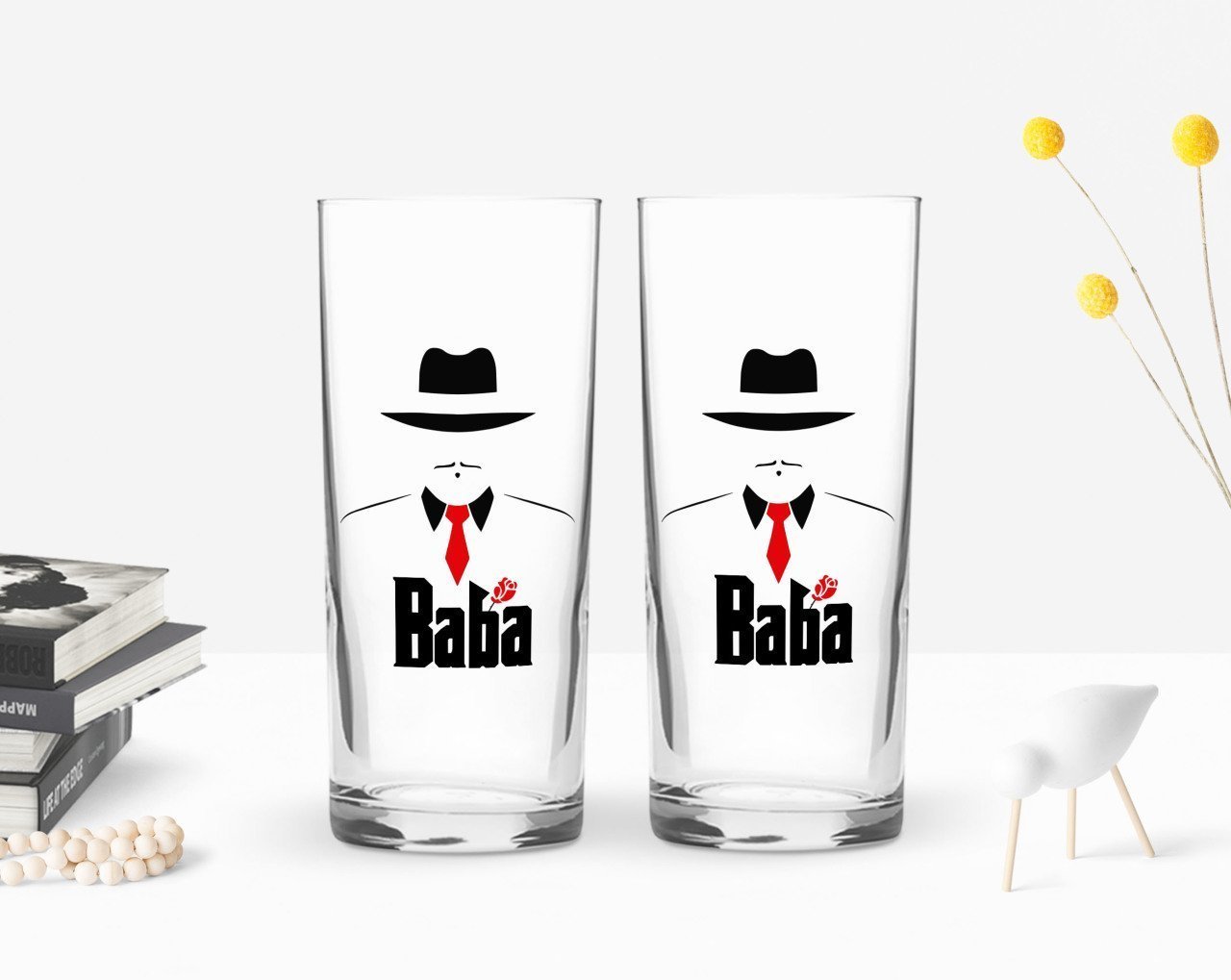 BK Home Renkli Baskılı Godfather Baba Tasarımlı İkili Rakı Bardağı Seti-17