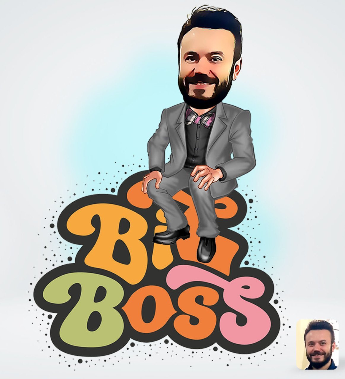Kişiye Özel Erkek Big Boss Karikatürlü Sosyal Medya Dijital Profil Fotoğrafı - Model 3