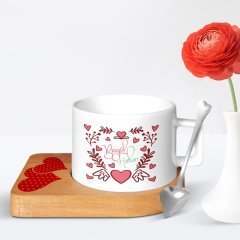 Kişiye Özel Sevgililer Günü Tasarımlı Ahşap Altlıklı Seramik Fincan - 35