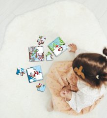 BK Toys Çocuklar İçin Eğitici-Öğretici Ahşap 4 Parça Yapboz Puzzle (6 Adet) - Model 8