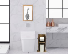 BK Home Doğal Masif Ahşap Tuvalet Kağıtlığı ve Dekoratif Retro Ahşap Tablo Seti-10