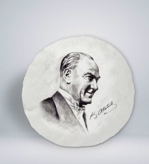 BK Gift Atatürk Temalı Yuvarlak Araç Koltuk Yastığı-10