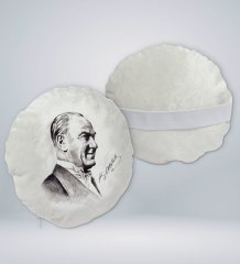 BK Gift Atatürk Temalı Yuvarlak Araç Koltuk Yastığı-10