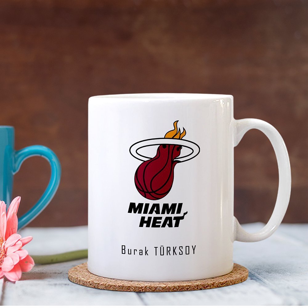 Kişiye Özel NBA Miami Heat Beyaz Kupa Bardak