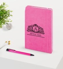 Kişiye Özel İsimli Pembe Defter & Kalem Seti-13