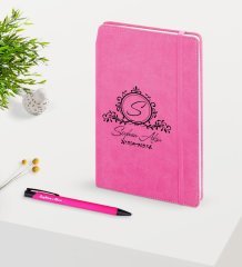 Kişiye Özel İsimli Pembe Defter & Kalem Seti-11