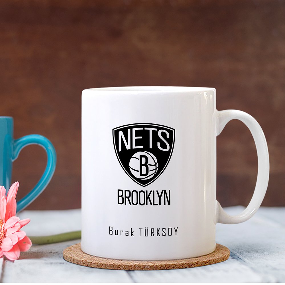 Kişiye Özel NBA Brooklyn Nets Beyaz Kupa Bardak