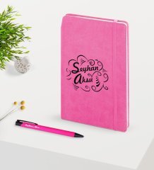 Kişiye Özel İsimli Pembe Defter & Kalem Seti-6