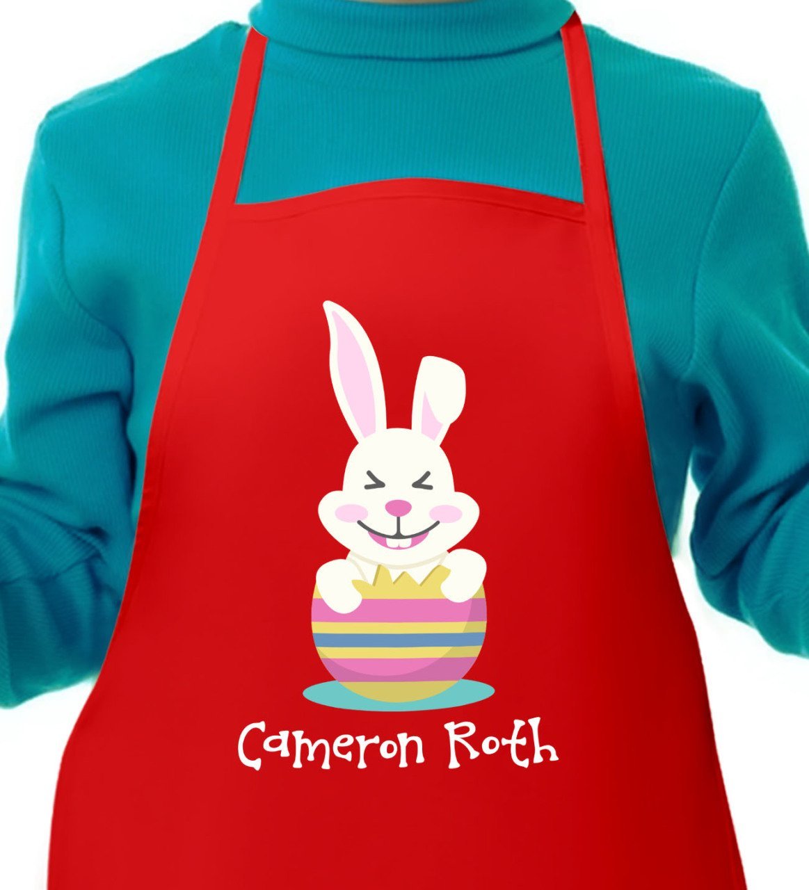 Kişiye Özel Paskalya Bayramı Kırmızı Çocuk Mutfak Önlüğü-3