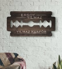 Kuaförlere Özel Jilet Figürlü Ahşap Kapı & Duvar Objesi-2