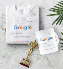 Kişiye Özel Google Yılın En İyi Babası Tişört Kupa Oscar Ödülü Hediye Seti-1