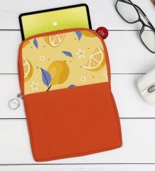 BK Gift Limon Tasarımlı Taşınabilir Koruyucu Tablet Kılıfı & Organizer Çanta - Turuncu-1