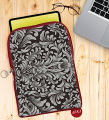 BK Gift Retro Motif Tasarımlı Taşınabilir Koruyucu Tablet Kılıfı & Organizer Çanta - Kırmızı-2
