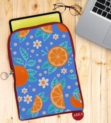BK Gift Portakal Tasarımlı Taşınabilir Koruyucu Tablet Kılıfı & Organizer Çanta - Kırmızı-1