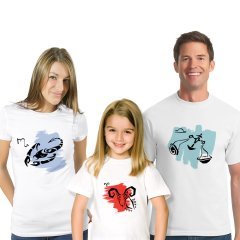 Kişiye Özel 3'lü Takım Anne Baba Kız Çocuk Beyaz Tişört