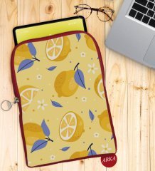 BK Gift Limon Tasarımlı Taşınabilir Koruyucu Tablet Kılıfı & Organizer Çanta - Kırmızı-1