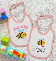 BK Kids Be Kind ve Bee Mine Tasarımlı 2’li Pembe Mama Önlüğü-1