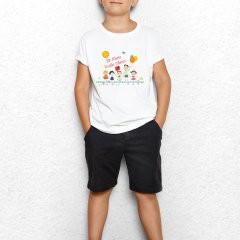 Kişiye Özel 23 Nisan Tasarımlı Beyaz Çocuk Tişört - E4