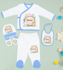 BK Kids Kişiye Özel Mavi Hastane Çıkışı, Bebek Anı Defteri, Yeni Doğan Bebek Giyim Hediyesi, 9 Parça Bebek Hediye Seti-3