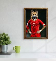 Evcil Dostlara Özel Futbolcu Tasarımlı Portre Doğal Masif Ahşap Çerçeveli Tablo 30x40cm-4